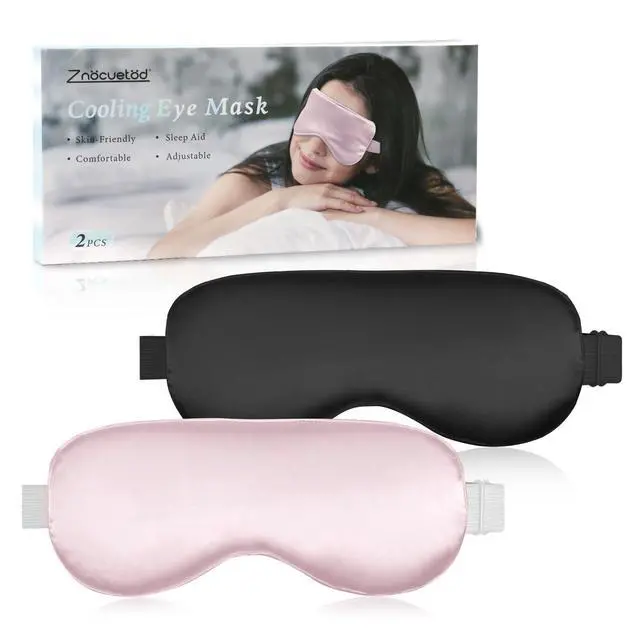 Alt view image 2 of 7 - Cooling Eye Mask for Sleeping Migraine Headache Relief Mask Gel Cold Compress Eye Face Ice Pack for Eyestrain Dark Circles and Puffiness Relaxation Gifts for Women Men Silk Reusable-2 Pack