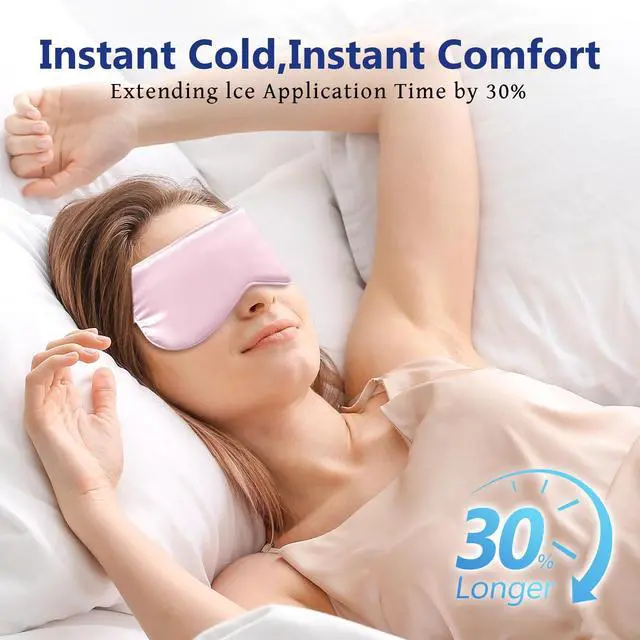 Alt view image 5 of 7 - Cooling Eye Mask for Sleeping Migraine Headache Relief Mask Gel Cold Compress Eye Face Ice Pack for Eyestrain Dark Circles and Puffiness Relaxation Gifts for Women Men Silk Reusable-2 Pack
