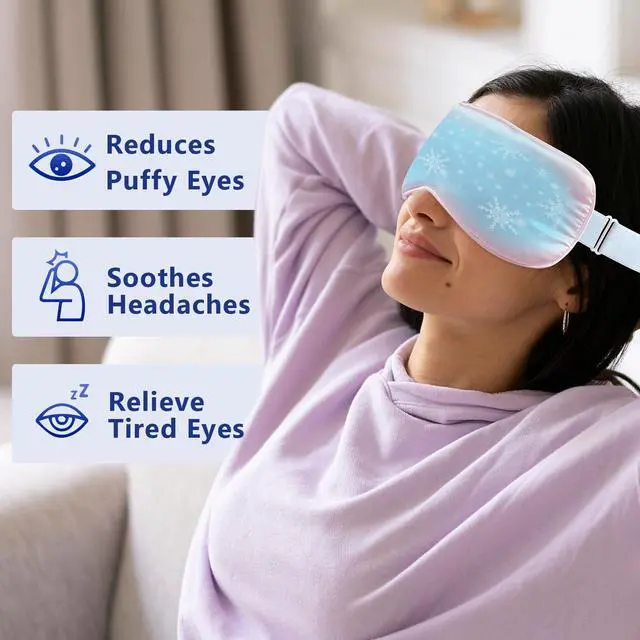 Alt view image 3 of 7 - Cooling Eye Mask for Sleeping Migraine Headache Relief Mask Gel Cold Compress Eye Face Ice Pack for Eyestrain Dark Circles and Puffiness Relaxation Gifts for Women Men Silk Reusable-2 Pack