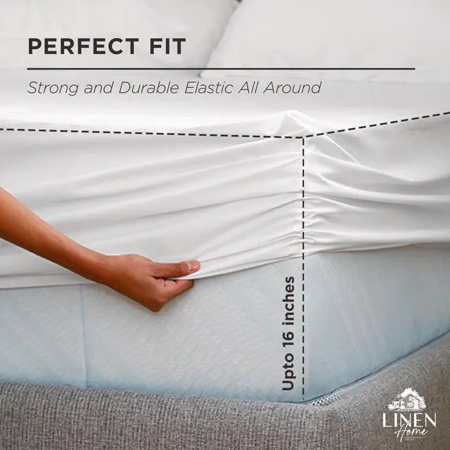 Alt view image 3 of 7 - 100% Cotton Percale Weave Fitted Sheet, Queen Size, White, 1 Deep Pocket Fitted Sheet, Fits Mattress Upto 16" Crisp and Cool Strong Bed Linen, 60"X80"+15"