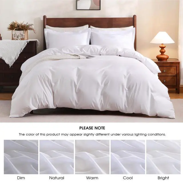 Alt view image 6 of 6 - Duvet Cover Queen Size - 3 Pieces Microfiber Duvet Cover Set with Zipper Closure - Lightweight & Easy Care - 1 Comforter Cover & 2 Pillow Shams - Comforter Not Included (White)