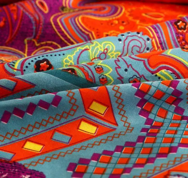 Alt view image 3 of 7 - Boho Queen Duvet Cover, 100% Microfiber Ethnic Bohemian Colorful Bedding Set for Men Women, Yellow Orange Modern Geo Bohemian Print Duvet Cover, with Zipper Closure Luxury Soft Durable (Queen, 3pcs)