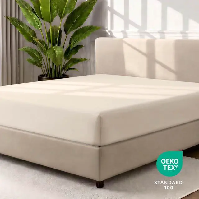 Alt view image 4 of 7 - Fitted Bottom Sheet Queen Size - Premium 1800 Ultra-Soft - Hotel Luxury - Deep Pocket - Durable and Long Lasting - Fitted Sheet (Queen, Sand)