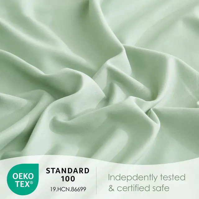 Alt view image 4 of 7 - Sage Green Twin Sheet Set with Side Storage Pocket, 3 Piece Soft Kids Microfiber Bed Sheets Deep Pocket Corner Straps Oeko-Tex Certified