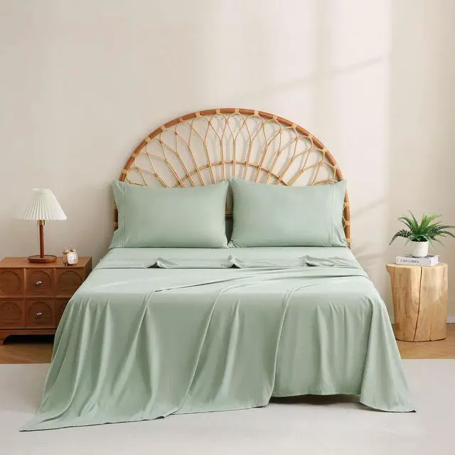 Alt view image 7 of 7 - Sage Green Twin Sheet Set with Side Storage Pocket, 3 Piece Soft Kids Microfiber Bed Sheets Deep Pocket Corner Straps Oeko-Tex Certified