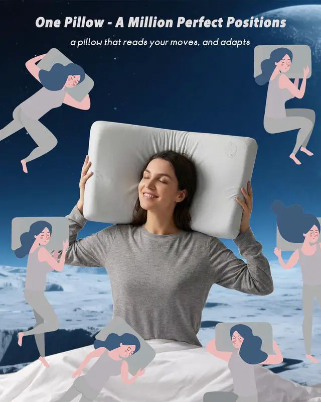 Alt view image 7 of 7 - Memory Foam Pillows for Sleeping, Cooling Bed Pillow for Neck Pain Relief, Queen Size Contour Design for Side Back Stomach Sleepers with Travel Pouch - Frim But Soft (4 Inches)