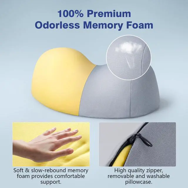 Alt view image 6 of 7 - Small Neck Stretcher Pillow for Pain Relief, Medium Soft Cervical Traction Device Neck Mild Support Pillow Foam Cervical Neck Pillow for Tension Muscle Relax Relief (Grey)