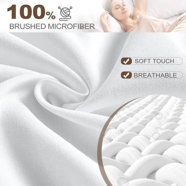 Alt view image 2 of 7 - Twin Fitted Sheet - Hotel Quality - Ultra Soft & Breathable - Brushed Microfiber - Deep Pocket - Cooling Fitted Sheet for Twin Size Bed (White)