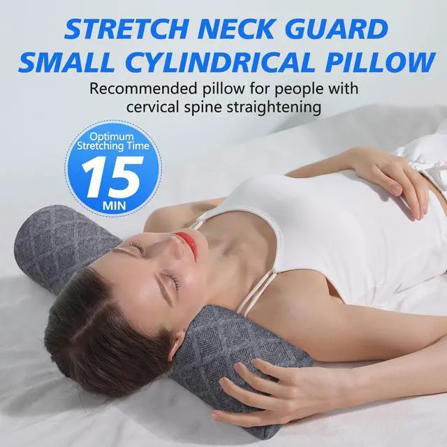 Alt view image 4 of 7 - Cervical Roll Pillow, Medium Soft Memory Foam Neck Round Pillow Cylinder Bolster Pillow for Sleeping, Round Neck Support for Bed, Legs, Back and Yoga (Grey, Large - 4.7" H)
