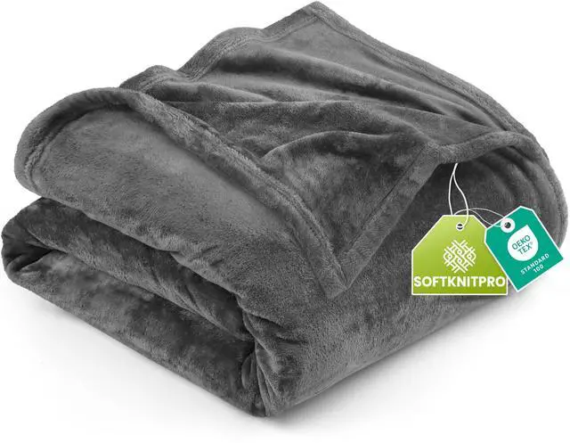Main image of Fleece Blanket Queen Size Grey (90x90 Inches) Ultra Soft Warm Lightweight Microfiber Breathable Anti-Static Cozy Bed Blanket, All-Season Home Decor Gift for Women and Men
