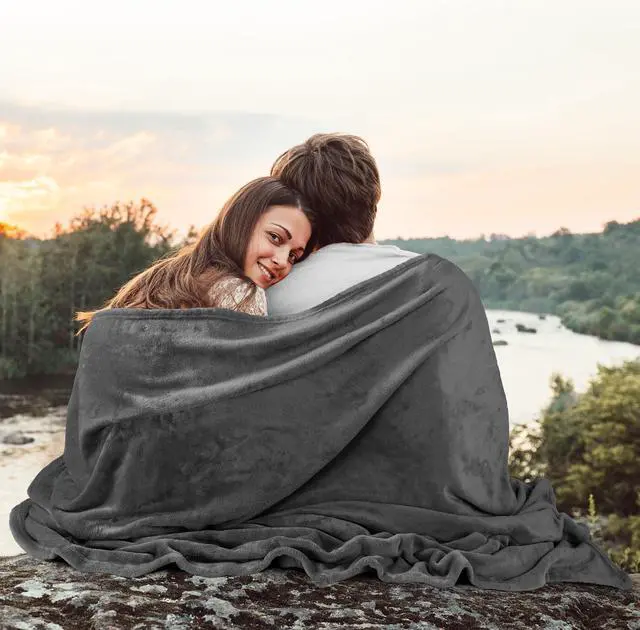 Alt view image 6 of 7 - Fleece Blanket Queen Size Grey (90x90 Inches) Ultra Soft Warm Lightweight Microfiber Breathable Anti-Static Cozy Bed Blanket, All-Season Home Decor Gift for Women and Men
