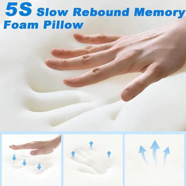 Alt view image 4 of 4 - Memory Foam Bed Pillow for Sleeping - Ergonomic Cervical Contour Neck Support Orthopedic Pillow Queen Size