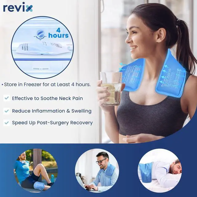Alt view image 5 of 7 - Neck Ice Pack Wrap Reusable Hot Cold Gel Pack for Neck and Shoulder, Large Flexible Design with Soft Plush Lining, Cervical Gel Ice Wrap Ideal for Post-Workout Recovery, Fatigue & Relaxation