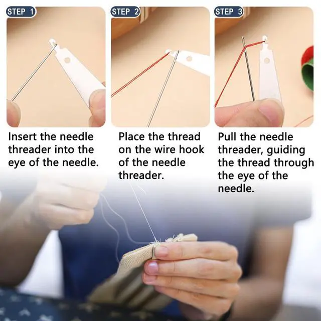 Alt view image 3 of 6 - 44Pcs Sewing Tool Set, Big Eye Steel Sewing Needle Kit, Threader and Needle Repair Kit Stainless Steel Needles for Hand Sewing