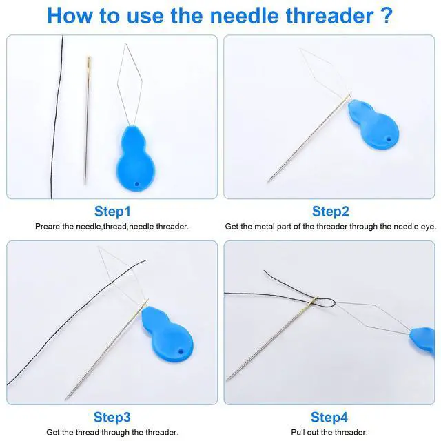 Alt view image 5 of 7 - 48 Pcs Sewing Needles, Small Eye Stainless Steel Needle with Threader and Thimble, Hand Sewing Supplies for Leather Cotton Fabric Denim, Small Eye Emergency Sewing Kit not Damaging The Leather
