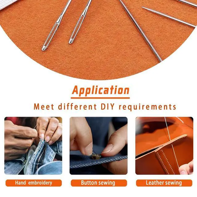 Alt view image 5 of 6 - 42Pcs Large Eye Sewing Needles 6 Sizes with Threader for Embroidery
