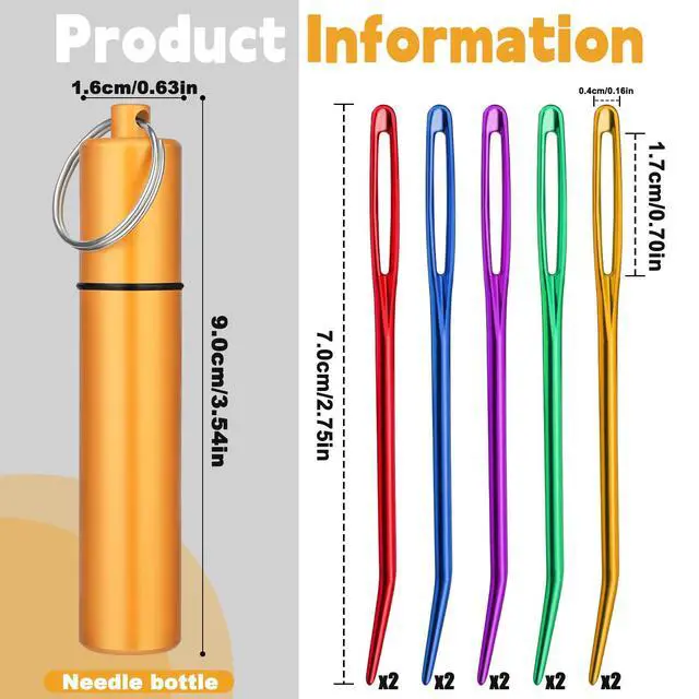 Alt view image 2 of 7 - 10Pcs Yarn Needles, Darning Tapestry Needles, Large Eye Weaving Needle, Yarn Needle for Crocheting with Aluminum Storage Knitting Crochet Accessories