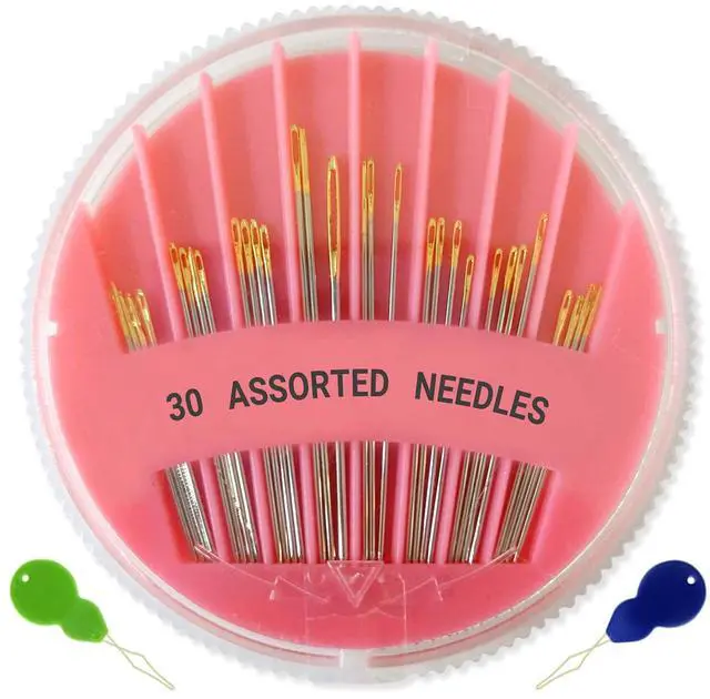 Main image of 30 Pack Premium Hand Sewing Needles, Assorted Sizes, Large Eye Stitching Needles for Sewing, Repair & Embroidery