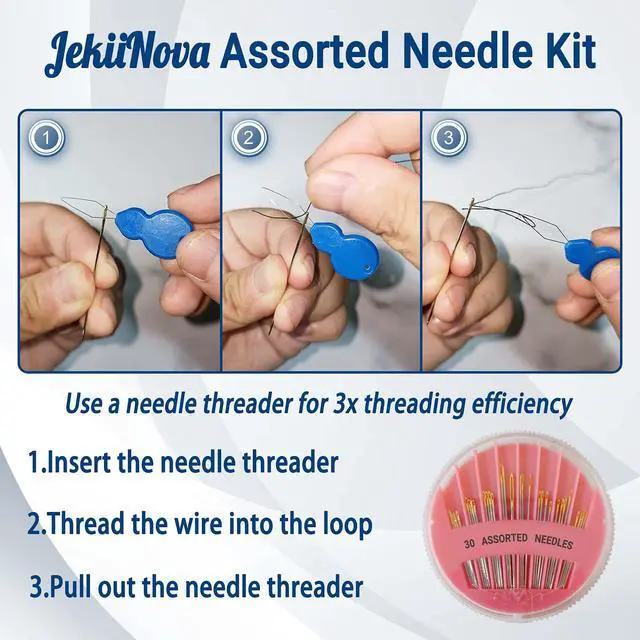 Alt view image 3 of 6 - 30 Pack Premium Hand Sewing Needles, Assorted Sizes, Large Eye Stitching Needles for Sewing, Repair & Embroidery