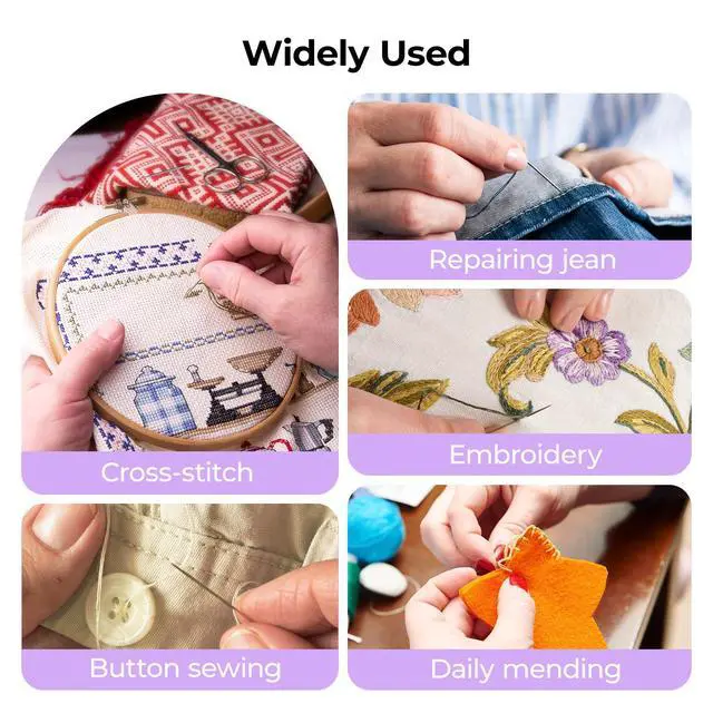 Alt view image 7 of 7 - Sewing Needles 56 PCS, Large Eye Embroidery Needles for Hand Sewing 9 Size, Hand Sewing Needles with Needle Threaders, Thimble for Crafts, Repair, Quilting (Sliver 56PCS)