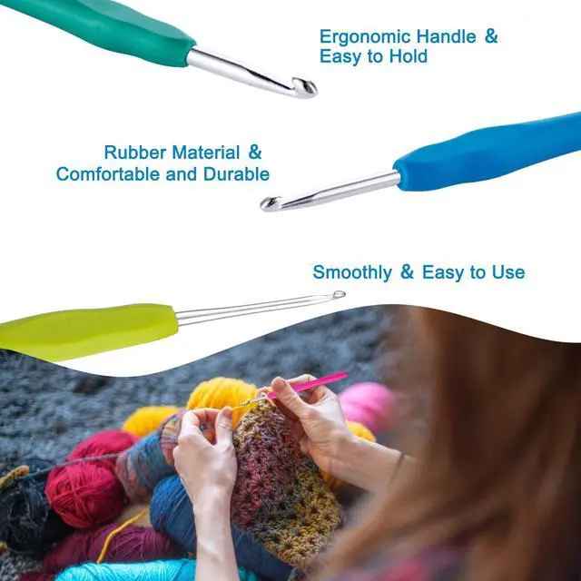 Alt view image 3 of 7 - 9 Sizes Crochet Hooks 2.06.0mm, Ergonomic Crochet Hook Set, Crochet Needles for Beginners, DIY Projects and Craft Lovers