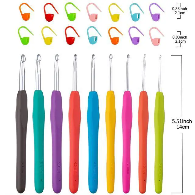 Alt view image 4 of 7 - 9 Sizes Crochet Hooks 2.06.0mm, Ergonomic Crochet Hook Set, Crochet Needles for Beginners, DIY Projects and Craft Lovers