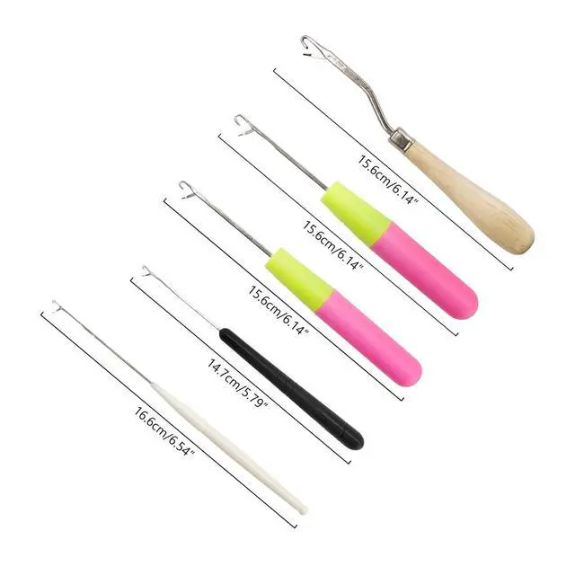Alt view image 4 of 4 - 5PCS Latch Hook, Different Sizes Small Crochet Hooks Needle for Hair