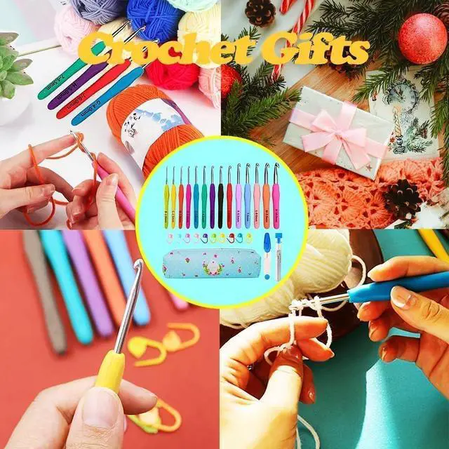 Alt view image 6 of 6 - Crochet Hooks,14 Size Crochet Set 2mm(B)-10mm(N), Ergonomic Crochet Hooks Set with Case for Beginner,Long Crochet Needles