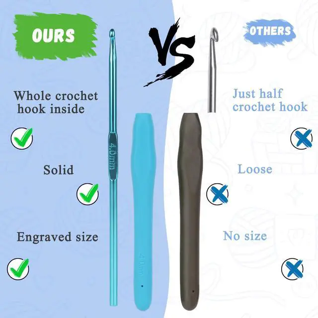 Alt view image 4 of 7 - Crochet Hooks Ergonomic Soft Grip, 2mm-6mm Metal Crochet Set for Beginners, 19PCS Knitting Yarn Hook Kit w Stitch Marker, Knitting Needles for Arthritic Hands, Best DIY Craft Gift for Christmas