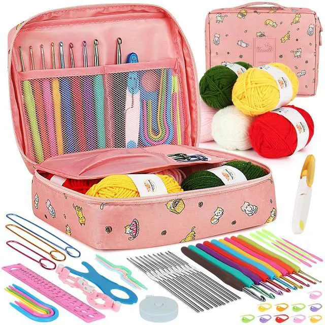 Main image of Crochet Kit for Beginners, 59pcs Crochet Starter Kits with Yarn, Ergonomic Hooks & Storage Case, Learn-to-Crochet Set for Adults, Kids & Seniors, Ideal DIY Craft Gift for Women