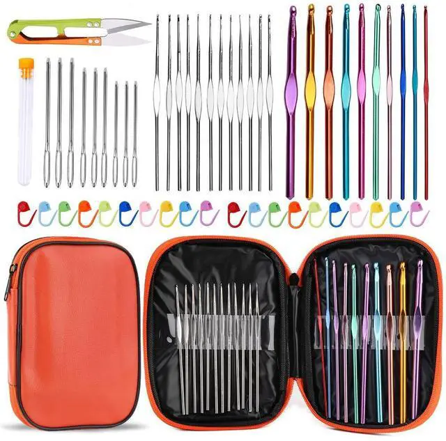 Main image of 54 Pcs Crochet Hooks Set, 0.6mm-6.5mm Crochet Needles for Yarn Crochet Kits for Beginners, Ergonomic Crochet Hooks with Knitting Accessories, Crochet Supplies, Knitting Needles for Crocheters