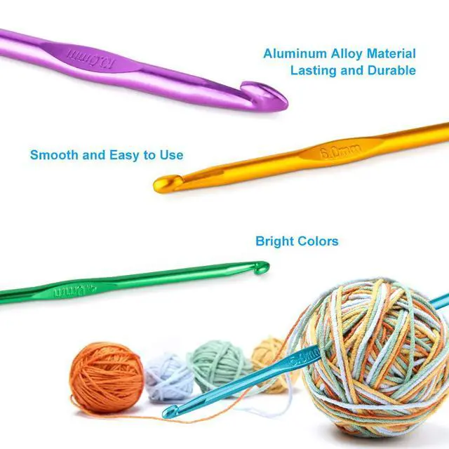 Alt view image 3 of 7 - 14 Sizes Crochet Hooks Set 2.010.0mm, Colorful Metal Crochet Needles, Ergonomic for Comfortable Crocheting