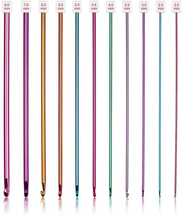 Main image of Long Crochet Hook Set, 11pcs Tunisian Multicolor Afghan Crochet Needles for Crocheting, 2mm(B)-8mm(L), Great Knitting & Crochet Supplies Tool for Beginner, Crocheter & Knitter
