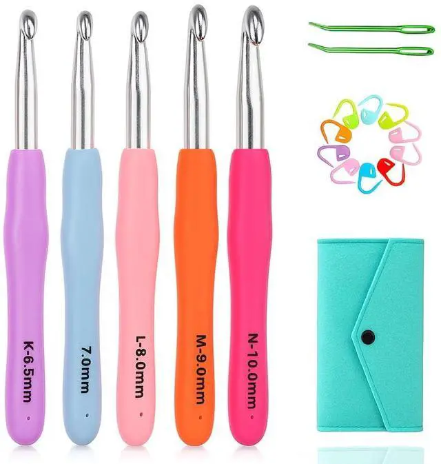 Main image of Large Ergonomic Crochet Hooks Set 6.5mm 7.0mm 8.0mm 9.0mm 10.0mm, Big Crochet Hooks for Chunky Yarn(5 Size)