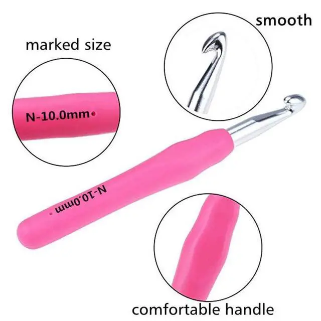 Alt view image 2 of 6 - Large Ergonomic Crochet Hooks Set 6.5mm 7.0mm 8.0mm 9.0mm 10.0mm, Big Crochet Hooks for Chunky Yarn(5 Size)