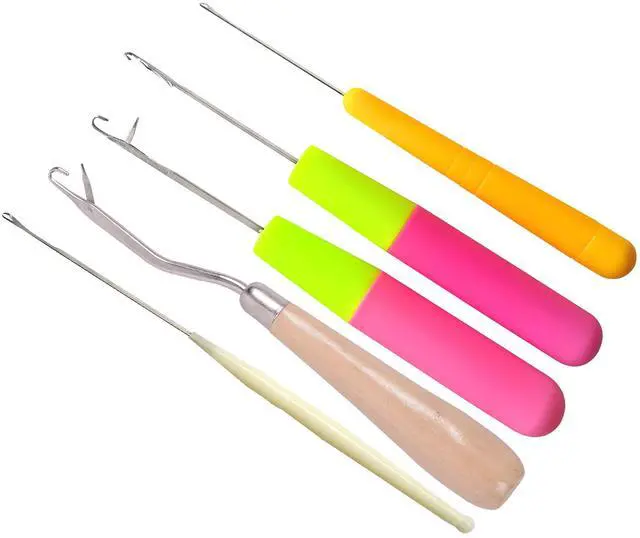 Main image of 5 Different Sizes Latch Hook Crochet Needle Set Hair Crochet Hook Tools for Hair Braiding, Scarf & Rug Making and Crafts DIY