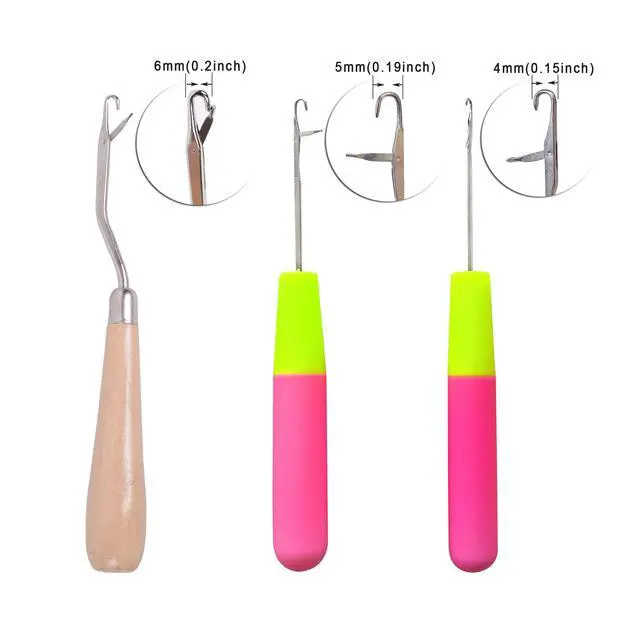 Alt view image 3 of 7 - 5 Different Sizes Latch Hook Crochet Needle Set Hair Crochet Hook Tools for Hair Braiding, Scarf & Rug Making and Crafts DIY