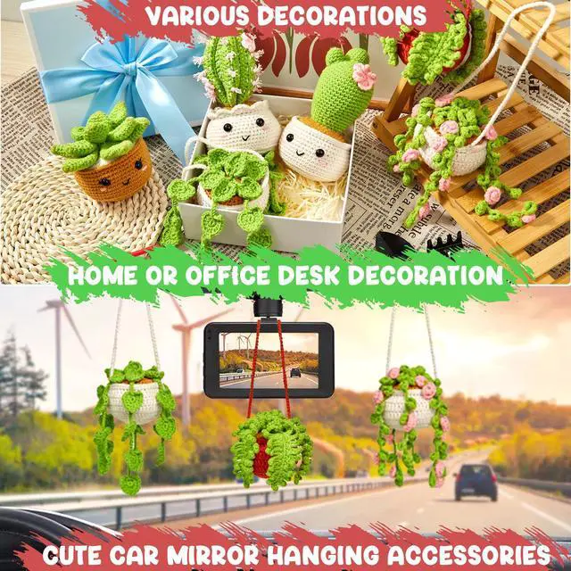 Alt view image 6 of 7 - Crochet Kit for Beginners, Crochet Starter Kits, Amigurumi Craft Knitting Crocheting Kits with Step-by-Step Video Tutorials, 6 Pack Hanging Potted Plants Family(40%+ Yarn