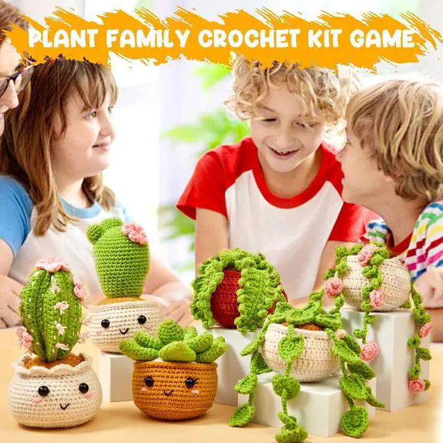 Alt view image 7 of 7 - Crochet Kit for Beginners, Crochet Starter Kits, Amigurumi Craft Knitting Crocheting Kits with Step-by-Step Video Tutorials, 6 Pack Hanging Potted Plants Family(40%+ Yarn
