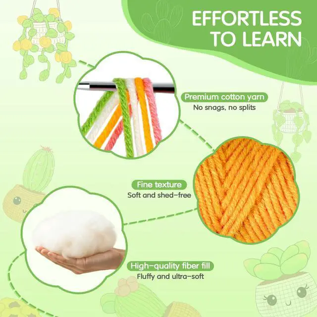 Alt view image 7 of 7 - Crochet Kit for Beginners, Crochet Starter Kits for Adults, Amigurumi Craft Knitting Crocheting Kits with Step-by-Step Video Tutorials, 6 Pc Hanging Potted Plants Family(40%+ Yarn