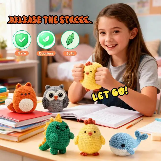 Alt view image 6 of 7 - Crochet Kit for Beginners 6 PCS Amigurumi Animal Family Crochet Starter Kit with Step-by-Step Video Tutorials 40% Extra Yarn DIY Craft Gifts for Adults Knitting Lovers Mother Teacher Graduates
