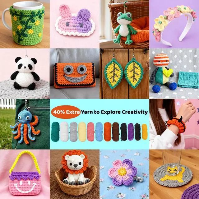 Alt view image 7 of 7 - Crochet Kit for Beginners 6 PCS Amigurumi Animal Family Crochet Starter Kit with Step-by-Step Video Tutorials 40% Extra Yarn DIY Craft Gifts for Adults Knitting Lovers Mother Teacher Graduates