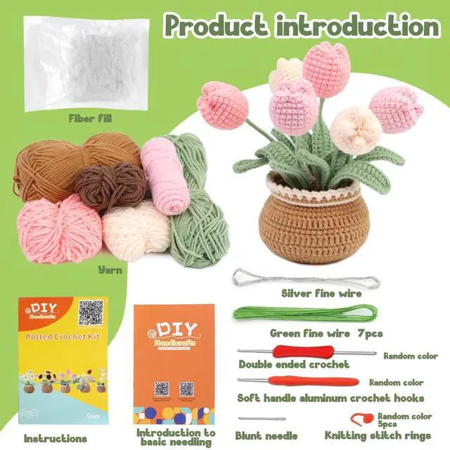 Alt view image 2 of 7 - Crochet Kit for Beginners, Tulip Crochet Starter Kit Beginner for Complete Beginners Adults, Crocheting Knitting Kit with Step-by-Step Video Tutorials (Tulip)