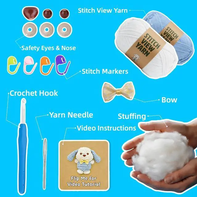 Alt view image 2 of 6 - Crochet Kit for Beginners, Amigurumi Puppy Crochet Starter Kit with Step-by-Step Video Tutorials, Complete DIY Craft Kit Gift for Adults & Teens