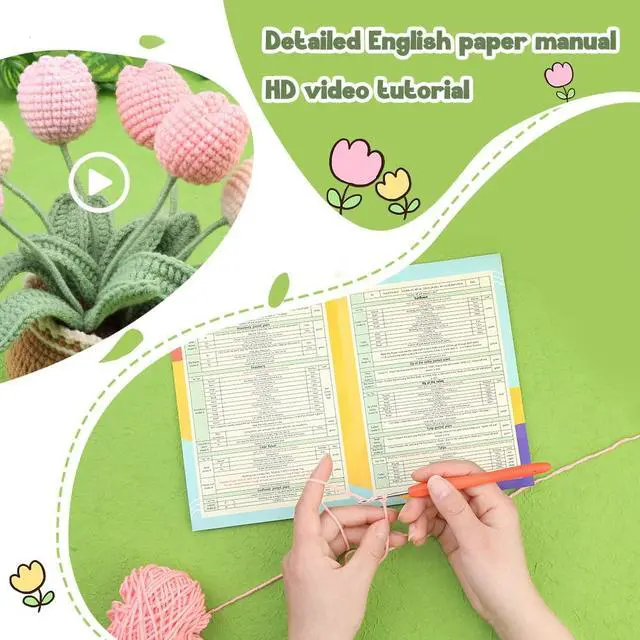 Alt view image 3 of 7 - Crochet Kit for Beginners, Tulip Crochet Starter Kit Beginner for Complete Beginners Adults, Crocheting Knitting Kit with Step-by-Step Video Tutorials (Tulip)