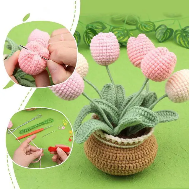 Alt view image 5 of 7 - Crochet Kit for Beginners, Tulip Crochet Starter Kit Beginner for Complete Beginners Adults, Crocheting Knitting Kit with Step-by-Step Video Tutorials (Tulip)