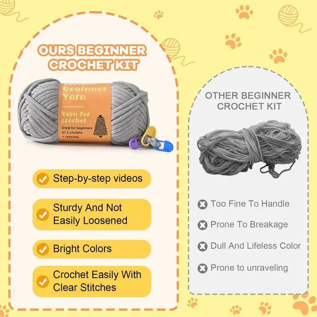 Alt view image 5 of 6 - Crochet Kit for Beginners, Crochet Cat Beginner Crochet Kit for Adults, Amigurumi Crochet Animals Cat Crafts Crochet Kits, Easy Knitting Kit Galentines Day