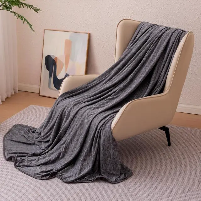 Main image of Cooling Blanket for Hot Sleepers, Reversible Lightweight Thin Throw Blanket for Bed, Couch and Sofa, Throw (50" x 70"), Dark Gray