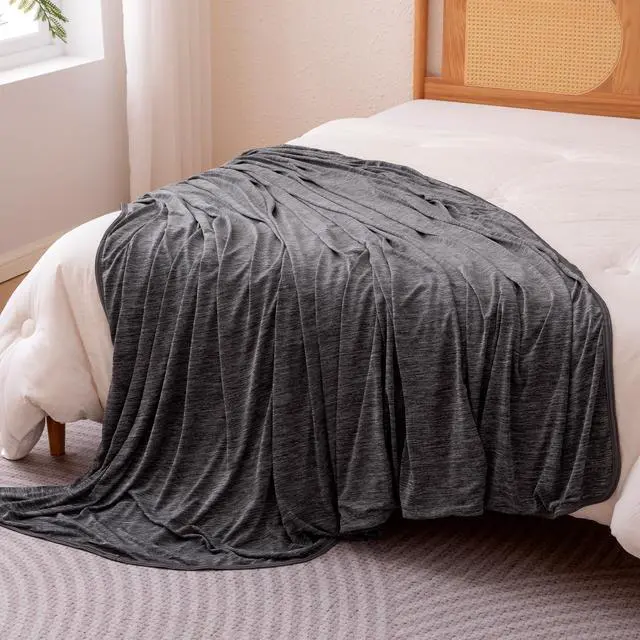 Alt view image 2 of 6 - Cooling Blanket for Hot Sleepers, Reversible Lightweight Thin Throw Blanket for Bed, Couch and Sofa, Throw (50" x 70"), Dark Gray