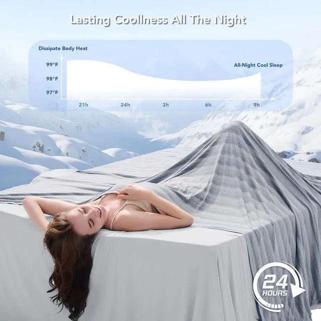 Alt view image 3 of 7 - Cooling Blanket Throw- 50"x70" Summer Cooling Throw Blanket for Hot Sleepers Arc-Chill Q-Max >0.45 Cool Fiber, Keeps Cool for Night Sweats, Soft Lightweight Sofa Blankets for Kid Adults